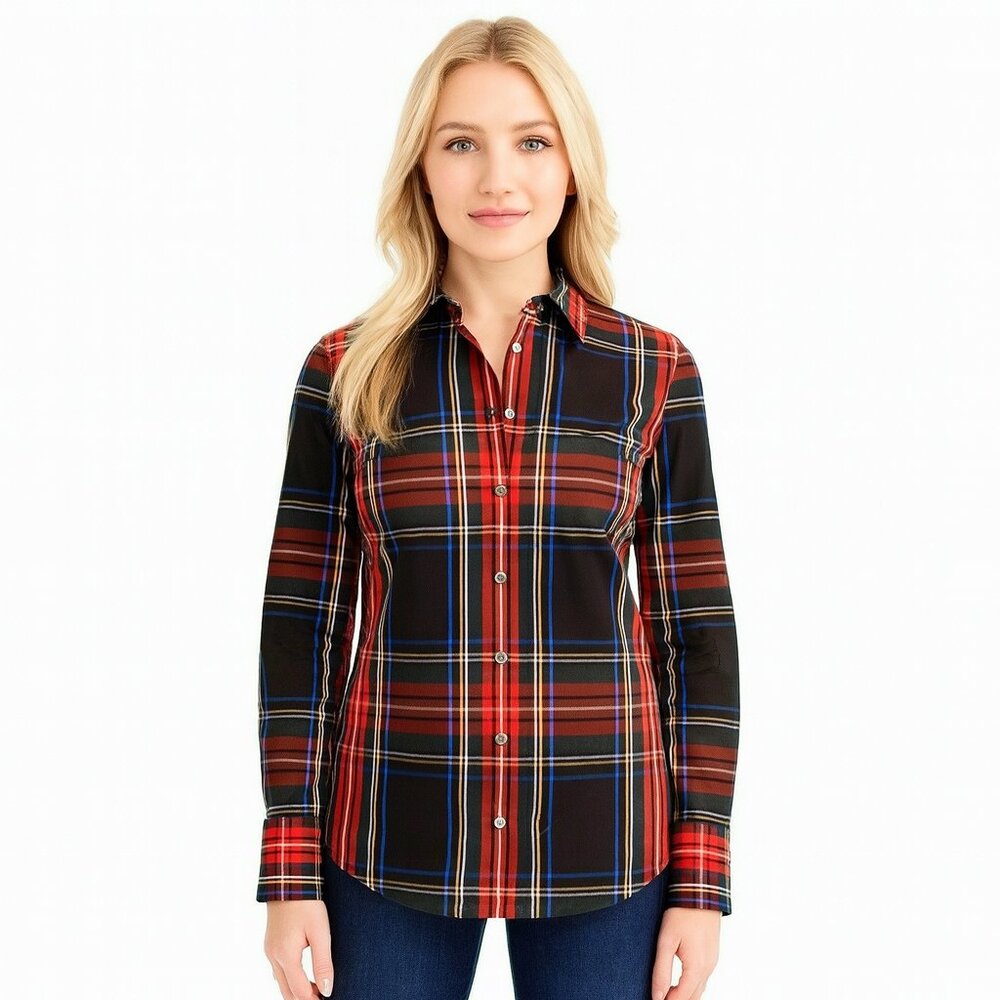 J. Crew Perfect Shirt Plaid Tartan Button Up Long Sleeve Preppy size 6 slim NWT